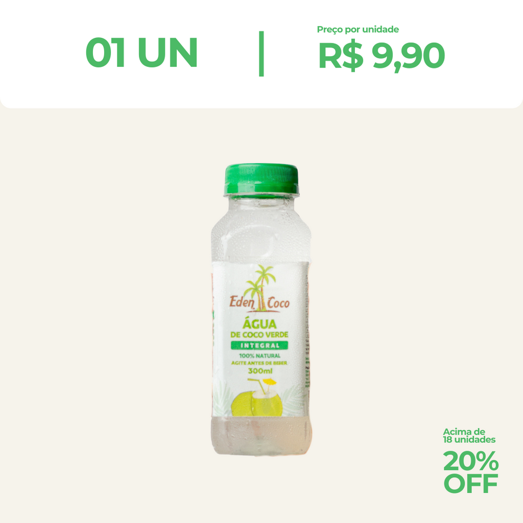 Água de Coco in Natura EdenCoco® – Coco Verde na Garrafa 300ml